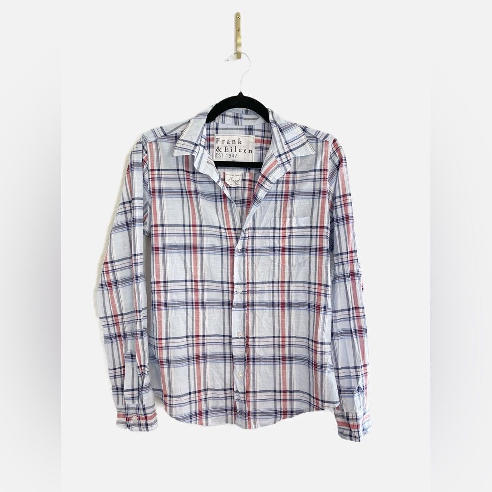 Frank and Eileen Barry Long-Sleeve crinkle Cotton Plaid Button-Down Shirt